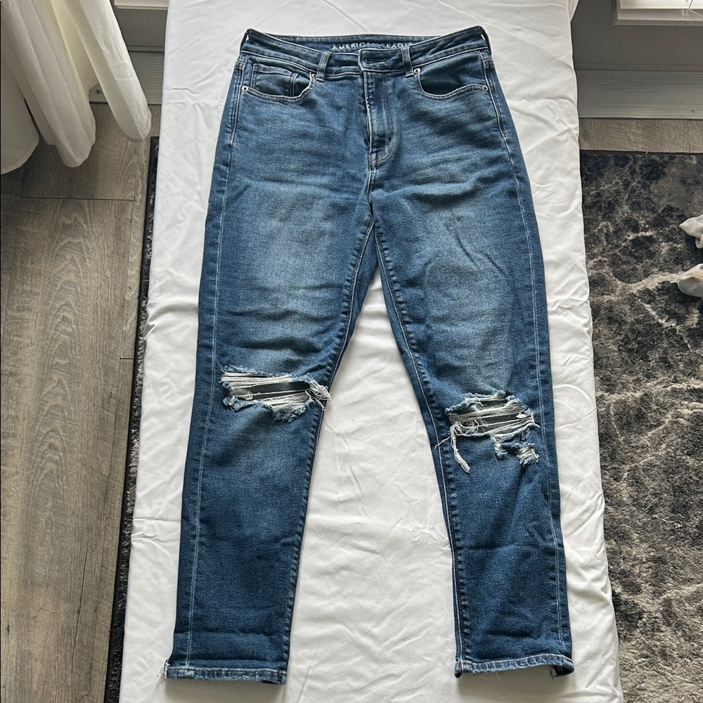 Distressed Blue Jeans